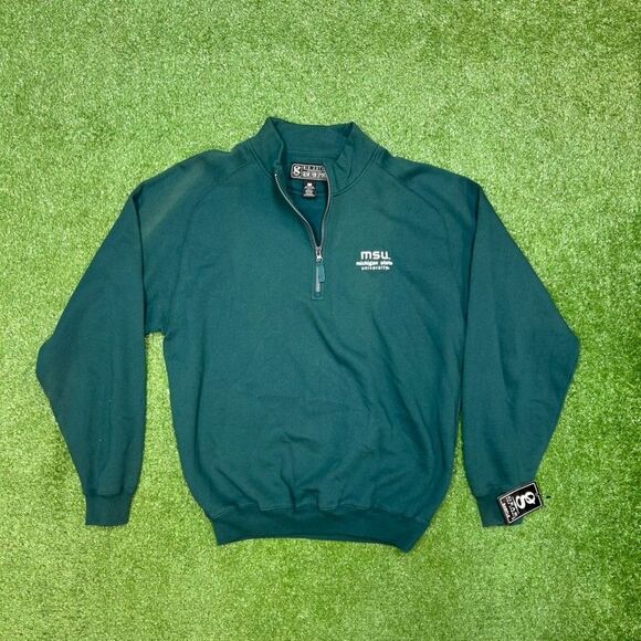 Vintage Michigan State University Qtr Zip Sweatshirt NCAA Size Large NWT - Picture 1 of 7